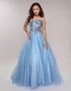 Nina Canacci 6631 Long Prom A Line Formal Glitter Dress In Blue