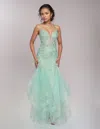 Nina Canacci 6637 Long Formal Prom A Line Dress In Green