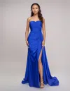 Nina Canacci 6686 Prom Long Pleated Formal Evening Dress In Blue