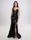 Nina Canacci 6687 Long Fitted Formal Evening Slit Prom Dress In Black