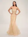 Nina Canacci 7602 Long Prom Formal Mermaid Dress In Gold