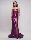 Nina Canacci 7605 Long Slit Formal Prom Metallic Dress In Purple