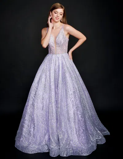Nina Canacci 8202 Formal Long Prom A Line Dress In Purple