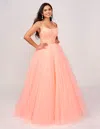 Nina Canacci 8245 Long Formal A Line Lace Prom Dress In Orange