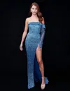 Nina Canacci 9149 Formal Sequin Long Prom Dress In Blue
