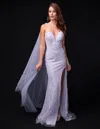 Nina Canacci 9152 Long Beaded Slit Prom Formal Dress In Purple