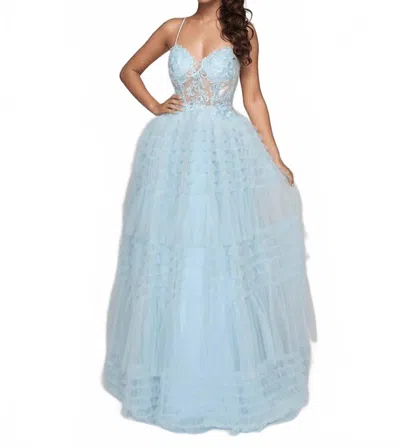 Nina Canacci Formal Prom Ruffle Dress In Sky Blue