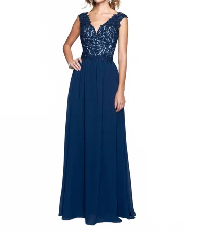 Nina Canacci Long Formal Evening Dress In Navy In Blue