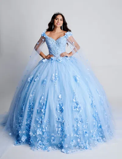 Nina Canacci Q100 Long Floral Ball Gown Quinceanera Lace Dress In Blue