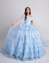 Nina Canacci Q104 Sweet 16 Floral Long Quinceanera Dress In Blue
