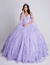 Nina Canacci Q106 Floral Ball Gown Sweet 16 Long Quinceanera Dress In Purple