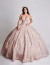 Nina Canacci Q108 Ball Gown Print Long Quinceanera Dress In Pink
