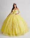 Nina Canacci Q109 Ball Gown Long Floral Sweet 16 3d Quinceanera Dress In Yellow