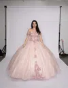 Nina Canacci Q116 Long Floral Ball Gown Quinceanera Dress In Pink