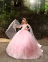 Nina Canacci Q122 Long Lace Sweet 16 Quinceanera Dress In Pink