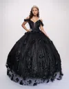 Nina Canacci Q2444 Glitter Long Ball Gown Quinceanera Dress In Black