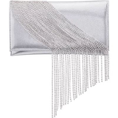 Nina Carma Fringe Clutch In Silver