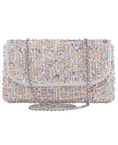 Nina Cerise Metallic Tweed Mini Crossbody Handbag In White