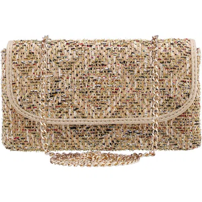 Nina Cerise Textured Clutch In Neutral
