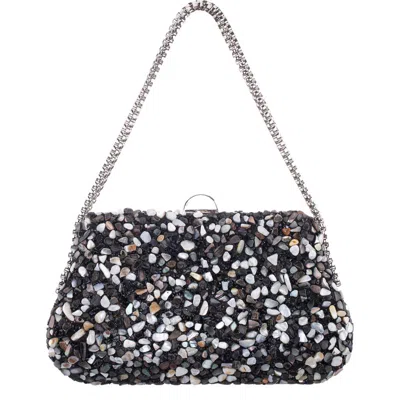 Nina Cheer Embellished Clutch In Gray