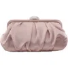 Nina Concord Pleated Satin Frame Clutch In Brown