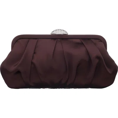 Nina Concord Pleated Satin Frame Clutch In Burgundy