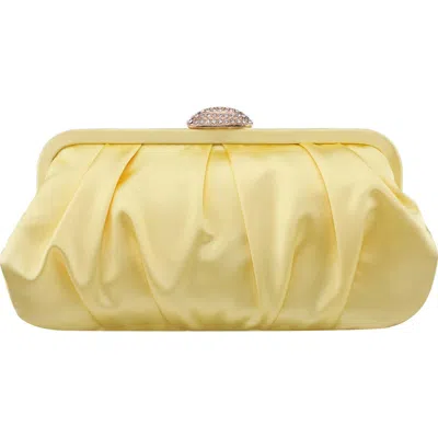 Nina Concord Pleated Satin Frame Clutch In Yellow