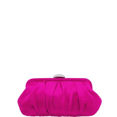 Nina Concord Pleated Satin Frame Clutch In Parfait Pink