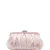 Nina Concord Pleated Satin Frame Clutch In Pearl Rose