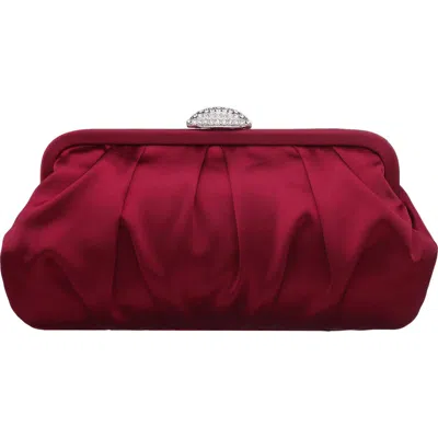 Nina Concord Pleated Satin Frame Clutch In Red