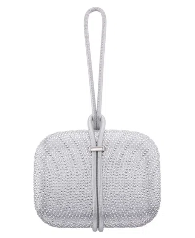 Nina Crystal And Stud Patterned Minaudiere Clutch In True Silver