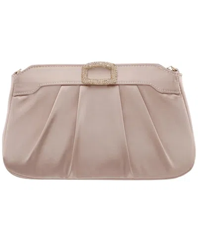 Nina Crystal Buckle Ornament Top Zipper Small Clutch Handbag In Pink