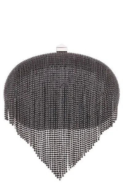 Nina Crystal Chain Draped Minaudier In Black