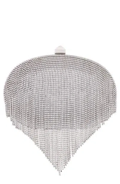 Nina Crystal Chain Draped Minaudier In Silver
