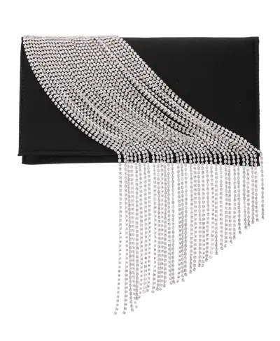 Nina Crystal Chain Slim Envelope Clutch In Black