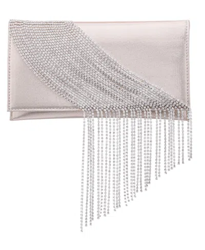 Nina Crystal Chain Slim Envelope Clutch In Platino