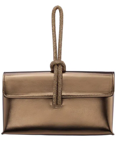 Nina Crystal Cord Handle Flap Small Handbag In Brown