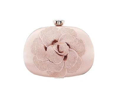 Nina Crystal Embellished Flower Minaudiere Handbag In Pearl Rose