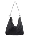 Nina Crystal Embellished Zipper Hobo Bag In Black