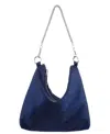 Nina Crystal Embellished Zipper Hobo Bag In Blue