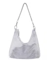 Nina Crystal Embellished Zipper Hobo Bag In Silver