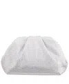 Nina Crystal Encrusted Frame Clutch In True Silver