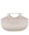 Nina Crystal Encrusted Small Handle Bag In Platino