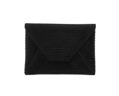 Nina Crystal Encrusted Square Envelope Clutch In Black