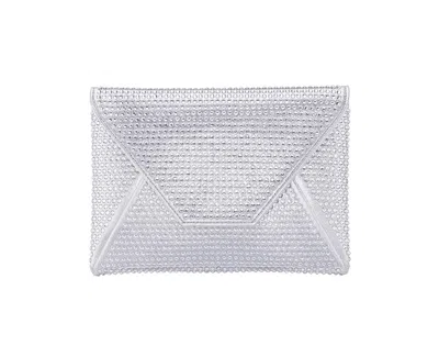 Nina Crystal Encrusted Square Envelope Clutch In Silver