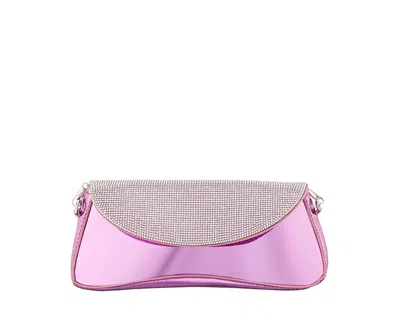 Nina Crystal Flap Mirror Metallic Patent Clutch Bag In Orchid