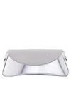 Nina Crystal Flap Mirror Metallic Patent Clutch Bag In Silver