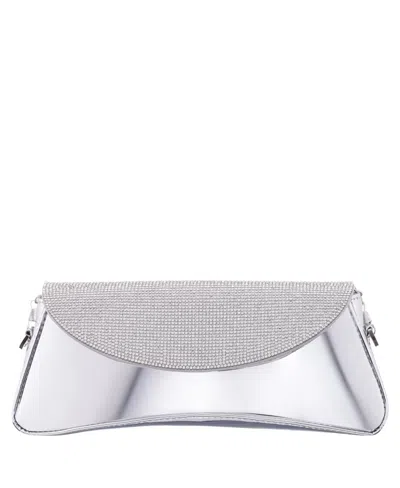 Nina Crystal Flap Mirror Metallic Patent Clutch Bag