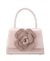 Nina Crystal Flower Embellished Patent Satchel Bag In Pearl Rose