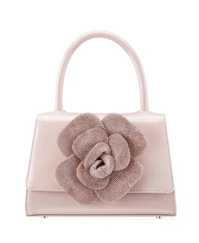 Nina Crystal Flower Embellished Patent Satchel Bag In Pearl Rose